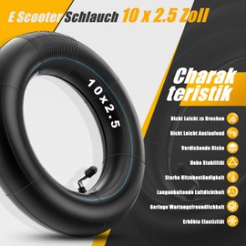 DecacnX E Scooter Inner Tube 10 x 2.50, Thick-Walled & Durable, 10 Inch Hose, E Scooter Reinforced with Silver Valve 90°, 60/70-6.5 Hose for Ninebot MAX G30 G30D G30D 2 G30P G30LP, Pack of 2