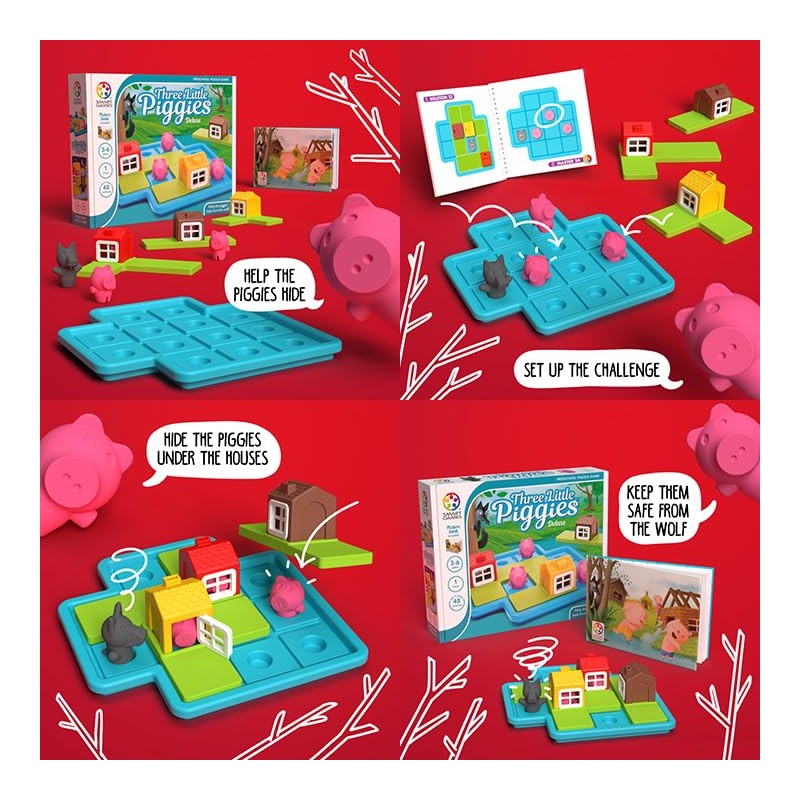 SmartGames Three Little Piggies – Preschool Logic Puzzle Game with