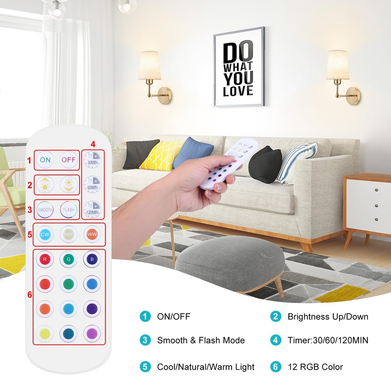 2 Pack 5200mAh Rechargeable Light Bulbs with Remote E26 Battery