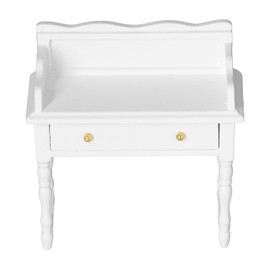 1:12 Dollhouse Desk, Miniature Dollhouse Table Furniture Decoration, White, Exquisite Birch Material, Wonderful Role Play Accessories for, 3.7 x 3.5 x 1.6 Inches