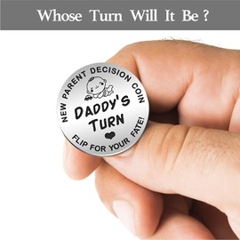 Funny Decision Coin for New Parents,Newborn Baby Gifts,Gifts for Mum Dad,Flip Coin Decision for Mother's Day, Baby Shower Gift，Birthday,Anniversary,Stainless Steel