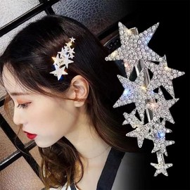 4 Pcs Star Hairpins Set - Elegant Five-Pointed Star Duckbill Clips for Women & Girls | Perfect for Weddings, Bridal Hairstyles & Special Occasions