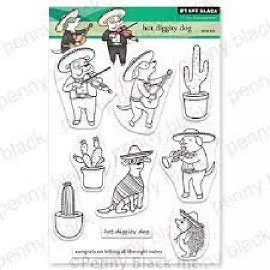 PENNY BLACK  Cling Clear Acrylic Stamp HOT DIGGITY DOG