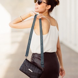 Women's Adjustable Bag Strap - 3.8 cm Shoulder Strap for Bags Boho Wide Bag Straps for Changing, Bag Strap with Carabiner for Shoulder Bags Handbag Bag Accessories, 80-140 cm, Black, White, Blue