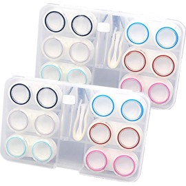 ofone 12 Pack Clear Contact Lens Case, Portable Contact Lenses Case with Tweezer Remover Tool Solution Bottle Contacts Soak Storage Container Kit for Travel Home