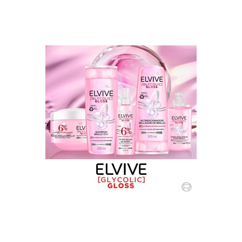 Kit LOréal Paris Elvive Tratamiento Ultra Gloss Glycolic Gloss 200