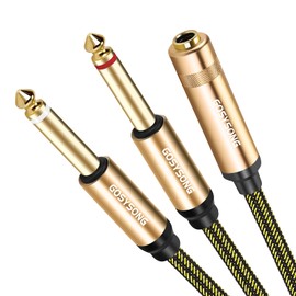 GOSYSONG 1/4 inch Splitter Cable, 1/4" inch Stereo Female to Dual 1/4" TS Mono Male Splitter, 1/4 inch splitter-50cm/1.5ft