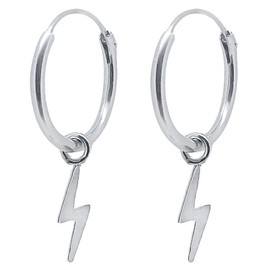ENTREPLATA Sterling Silver Flash Earrings. Silver Hoop Earrings with Flash Pendant. Original Hoop Earrings for Women, Girls, Men and Boys, Unisex. Creole Earrings with Flash Pendant, Sterling Silver,