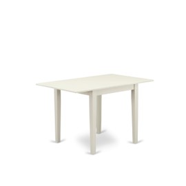 East West Furniture Norden Rectangular Table 30"X48" With 2 Drop Leaves In Linen White Finish, Medium