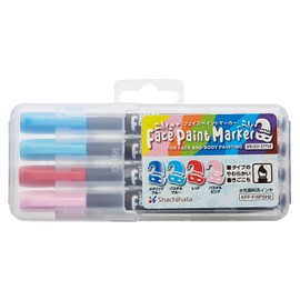 Shachihata Face Paint Marker, Brush Type, 4 Colors, 2 KFF-F/4PSH2