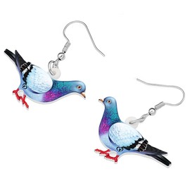RAIDIN Acrylic Colorful Pigeon Dove Bird Dangle Drop Earrings for Women Girls Cute Animal Bird Hypoallergenic Hook Earrings Jewelry Gifts for Mom Party Charms (Multi)