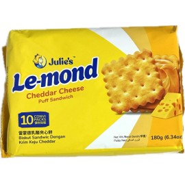Julie's 1 Pack - Julie's Cream Puff Sandwich Le-mond - 10 Convi Packs - Choose Flavor - Cheddar Cheese Puff Sandwich, 180gr