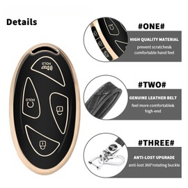 MEDZUK 4 colours: Compatible with Hyundai Ioniq 6 2022-2023 2024 TPU car key case with key ring accessories, blue