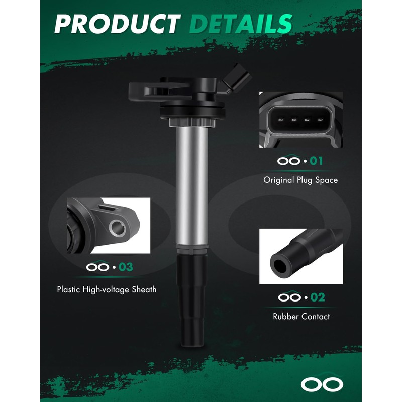 SCITOO UF596 4 ignition coils with 4 iridium Spark Plugs