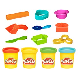 Play-Doh Starter Set 9-Piece Kit with Storage Tote & 4 Modeling Compound Cans, Arts and Crafts for Kids, Back to School Classroom Supplies, Preschool Toys, Ages 3+