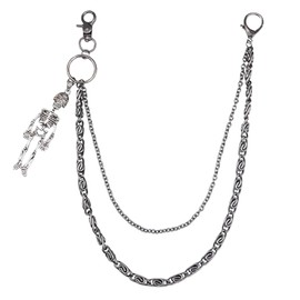 ZcrPrn Trouser Chain, Wallet Chain, Skeleton Double Layer Trouser Chain, Jean Chain with Skull Design, Unisex Wallet Chain for Men and Women, Perfect for Music Festivals and Daily Outfits