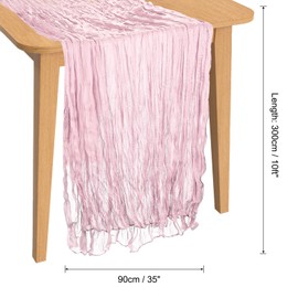 PATIKIL 10 Ft Cheesecloth Table Runner Rustic Gauze Terracotta Cheese Cloth Table Runner with Wrinkled for Bohemian Wedding Party Bridal Shower Table Decoration, Pink