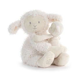 DEMDACO Wrapped in Prayer You and Me 16 Inch Snuggly Soft Polyester Cuddly Plush Toy Stuffed Animal, Curly White Lamb and Baby