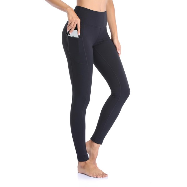Occffy P107 Women's Sports Trousers with High Waist, Yoga Trousers, Fitness Trousers, Running Trousers, Yoga Tights, Sports Leggings with Pockets, black, m