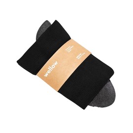 Wellow Knee High Compression Socks for Men & Women | 18-25 mmHg Made with Viscose from Bamboo | Nurses & Pregnancy Support | Relieves Swelling | Regular, XL, Black Charcoal - Solids