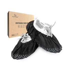 VIJAY SENO The Premium Biodegradable 240 Pack (120 Pairs) Thick Large Boot & Shoe Covers disposable non slip fits up to size 11 US Men and 13 US Women, Black