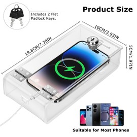 Cell Phone Lock Box,Mobile Phone Storage Jail Box with 2 Keys Transparent Phone Locker Phone Acrylic Key Staff