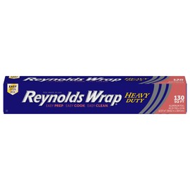 Reynolds Wrap Heavy Duty Aluminum Foil Roll, Thick Heavy Duty Foil for Added Strength and Durability, Secure Easy Open and Close Tab, 12 Inches Wide, 130 Sq. Ft.