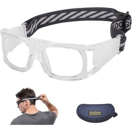 Sports Goggles Glasses Men Racquetball Basketball Football Eyewear Protective Glasses Shock Collision Lens Replaceable - Color: Transparency Frame White Pad