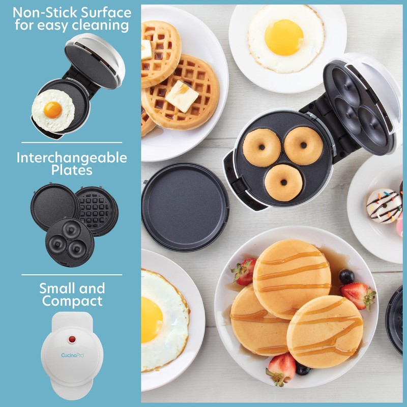 3 in 1 Mini Breakfast Maker- Make Mini Waffles Donuts