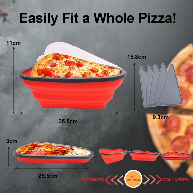 Zerdie Contenedor de Silicona Plegable para Almacenar Pizza con 5