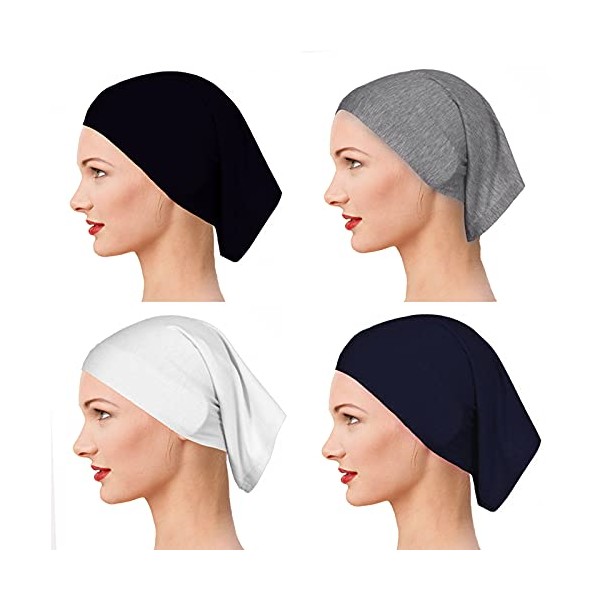 Stretchy Under Caps for Hijab Black Under Scarf Tube Cap