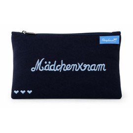 Ringelsuse Women's Cosmetic Bag "Girl's Item" - Make-up Bag Cotton 12 x 20 cm - Cosmetic Bag Fairtrade with Zip, Dark Blue