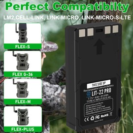 anegine LIT-22 Battery 8000mAh 7.7V Rechargeable Lithium Battery Pack Compatible with Spypoint Cellular Trail Hunting Camera Flex-M, Flex G-36, Flex-Plus, Flex-S (2 Pack)