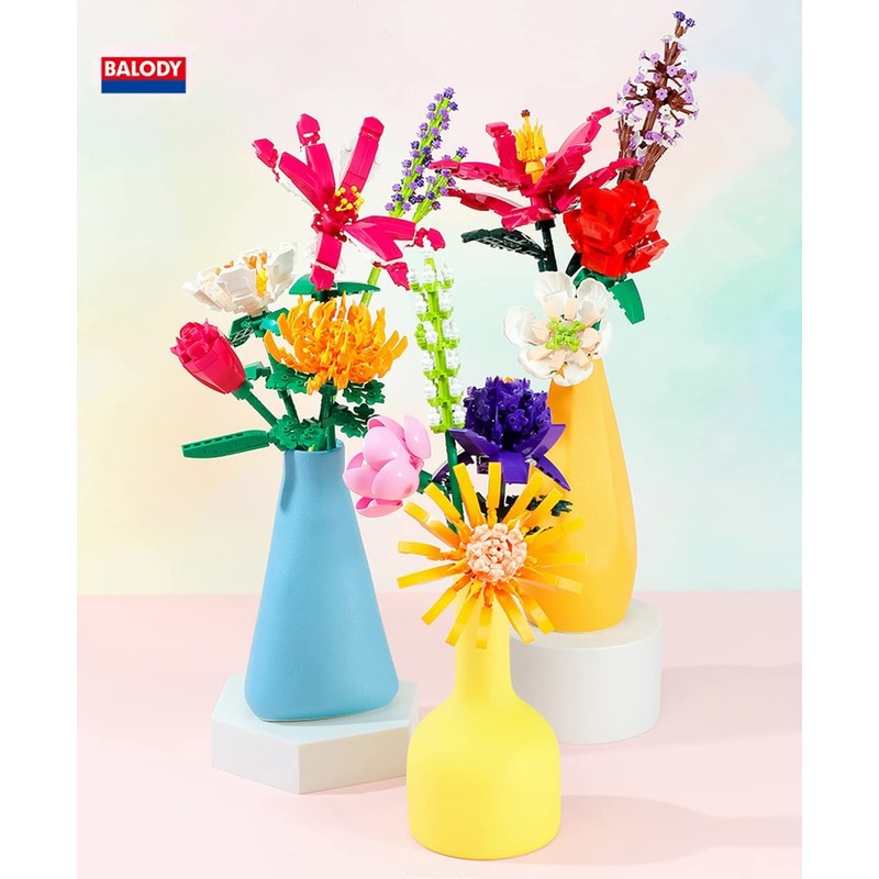 Purple Orchid Flower Model with Small Building Blocks