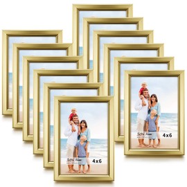 LaVie Home 4x6 Picture Frames (12 Pack, Gold) Simple Designed Photo Frame with High Definition Glass for Wall Mount & Table Top Display, Set of 12 Classic Collection
