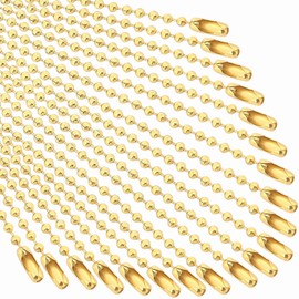 SANNIX 100Pcs Ball Beads Chain, Metal Hanging Chains 4.72 Inch Ball Chain Keychains with Connectors for Hanging Keychain Decoration(Gold)