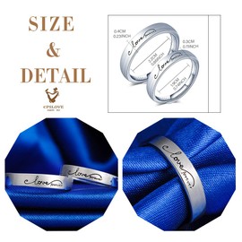 CPSLOVE 925 Sterling Silver Men's and Women's Couple Ringing, "Love Forever" Wedding Rings, Adjustable Size, Valentine's Day, Christmas, Wedding Anniversary Gift, Size:
