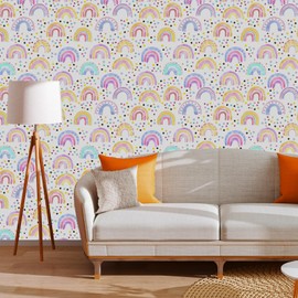 COKCOKR Rainbow Wallpaper,118.1 * 17.71 inches Thicken Colourful Peel and Stick Wallpaper Vinyl Self Adhesive Wall Paper for Home Bedroom Cabinets and Kitchen Deco