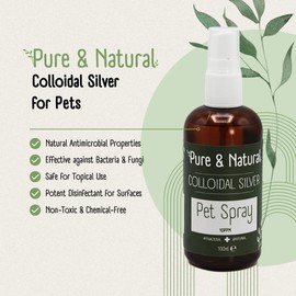Pure & Natural Colloidal Silver Gel for Pets: - Natural & Vegan Cat & Dog Itchy Skin Relief, Paw Balm, with Essential Bergamot Oil - 100g
