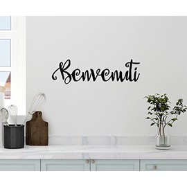 24"x6" Benvenuti Welcome ItalianSaying Kitchen Good Gathering Place Wall Decal Sticker Art Mural Home Decor