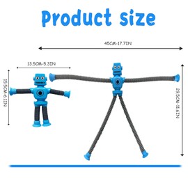 （6pcs） Shape Changing Robot Toy, Suction Cup Toys,Telescopic Pop Tubes Fidget Toys,Autism Sensory Toys for Kid Boys (Multicolor Robot )