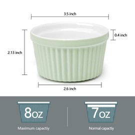 amHomel 8 OZ Ramekins Oven Safe - Porcelain Ramekins Set for Creme Brulee, Pudding and Sauce, Souffle Dishes Bakeware Set, Baking Cups for Souffle, Set of 6, Cold Assorted Color