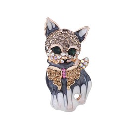 Vintage Cat Brooches for Women & Men - Cute Rhinestone Kitten Lapel Pin, Colorful Crystal Animal Brooch, Dainty Dress Accessories for Christmas Birthday Party, Unisex Jewellery Gift