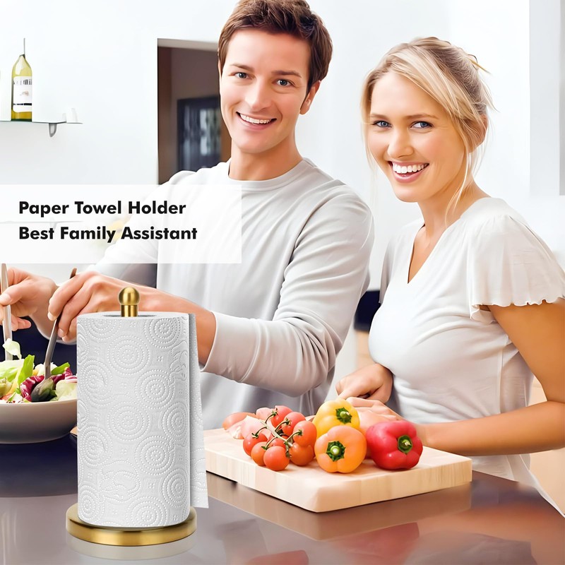 Paper Towel Holder Stand with Sturdy Base Fits Standard and