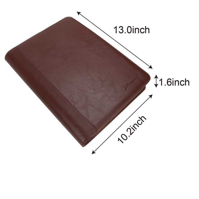 Freeprint Zippered Portfolio 3 Ring Binder Organizer with Writing Pad