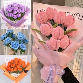 Pfeifenreiniger Blumen, 300 Pieces Pipe pfeifenputzer zum basteln steckblumen pfeifenputzer flowers chenilledraht eschenkband set blumendeko DIY Chenille Stems Tulip Bouquet Kit