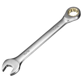 uxcell Ratcheting Wrench 11/16" 12-Point 72-Teeth Ratchet Box End and 11/16" Open End Cr-V Steel Black Nickel Electroplating Combination Wrench for Home Auto Repair Machine Maintenance