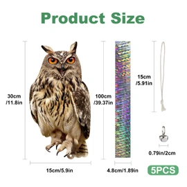 Lifreer Woodpecker Bird Scare Devices, 5PCS Owl Shape Reflective Deterrents Owl Hanging Decoration Woodpecker Control Device to Keep Birds Away from Garden Patio Windows