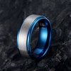 THREE KEYS JEWELRY Mens Rings Unique Silver Blue Tungsten Carbide