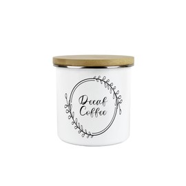 Purely Home Floral Border Decaf Coffee Storage Canister - Minimalist Kitchen Decor Gift - Metal/Enamel Hot Drinks Storage Container
